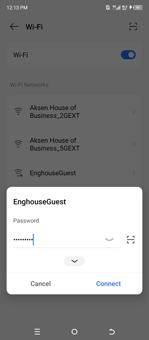 Enter the Wi-Fi password and select Connect