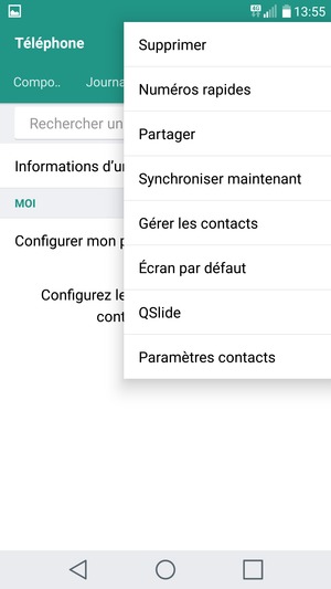 Sélectionnez Gérer les contacts