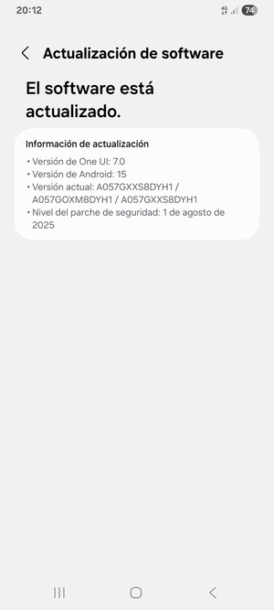 Si su teléfono está actualizado, verá la siguiente pantalla