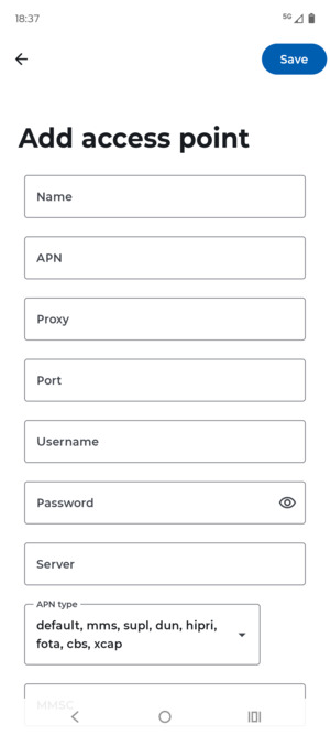 Enter MMS information