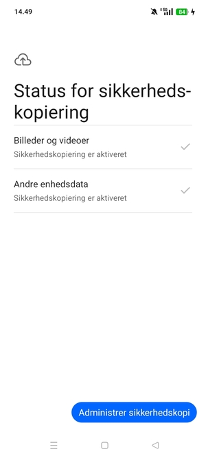 Vælg Administrer sikkerhedskopi