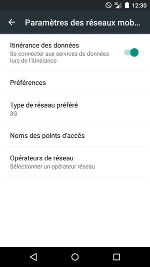 Activer ou désactiver Itinérance des données