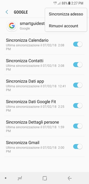 Seleziona Sincronizza adesso