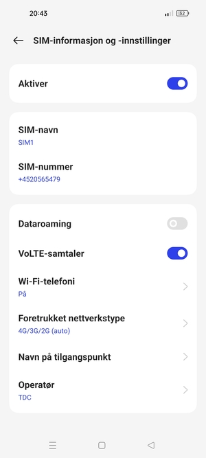 For å bytte nettverk hvis det oppstår nettverksproblemer, velg Operatør