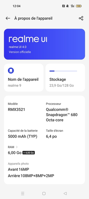 Sélectionnez realme UI