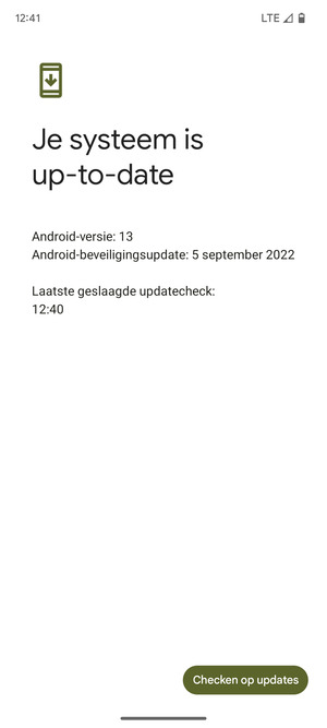 Als uw telefoon up-to-date is, zult u het volgende scherm zien