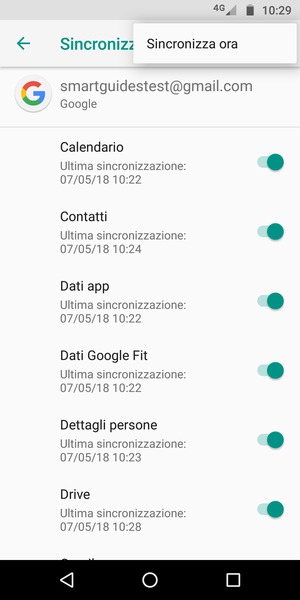 Seleziona Sincronizza ora