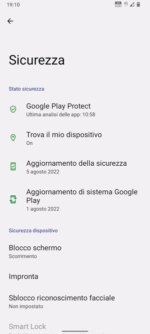 Seleziona Blocco schermo