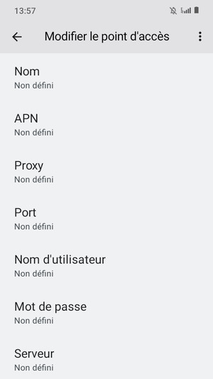 Saisissez les informations Internet