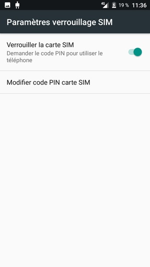 Sélectionnez Modifier code PIN carte SIM