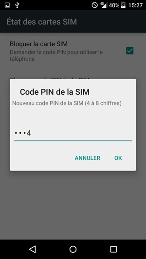 Saisissez votre Nouveau code PIN de la SIM et sélectionnez OK