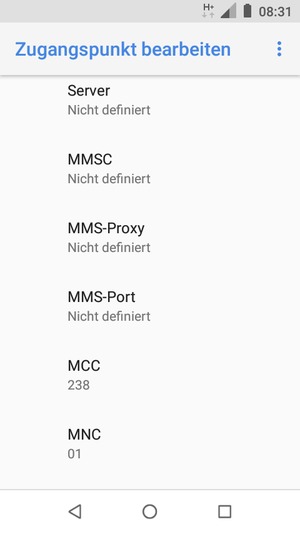 Scrollen Sie nach unten und geben Sie MMS-Informationen ein