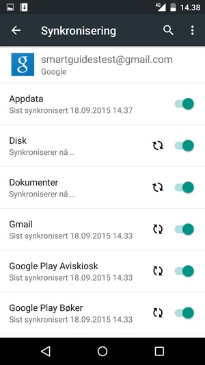 Din informasjon blir synkronisert