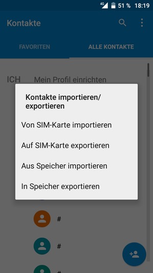 Wählen Sie Von SIM-Karte importieren