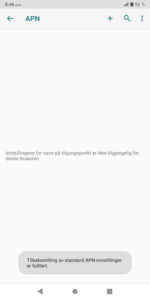 Telefonen din vil tilbakestilles til standard internett-og MMS-innstillinger