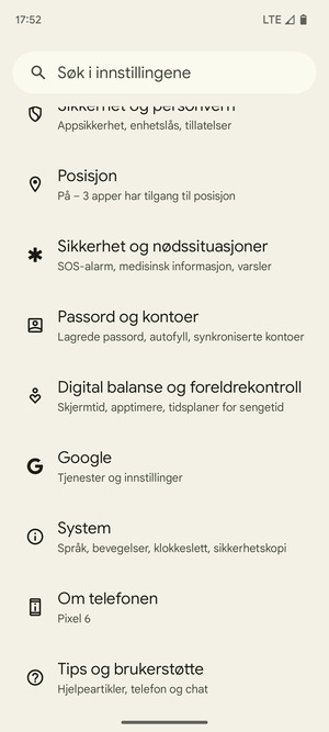 Bla til og velg System