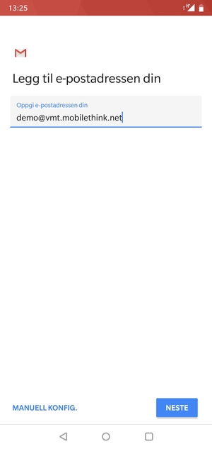 Skriv inn e-postadresse og velg NESTE