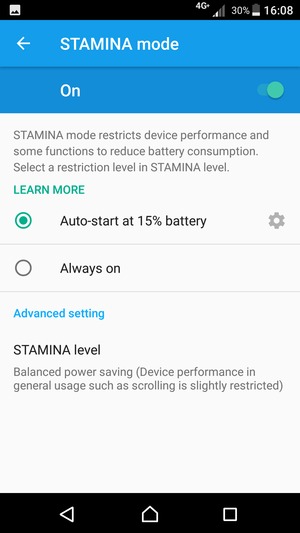 Turn on STAMINA mode