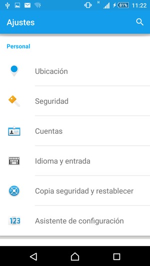 Desplácese y seleccione Ubicación