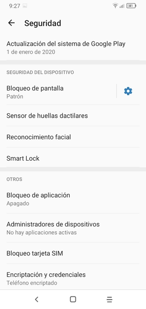 Para cambiar el PIN de la tarjeta SIM, desplácese y seleccione Bloqueo tarjeta SIM