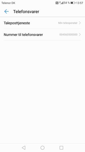 Velg Nummer til telefonsvarer