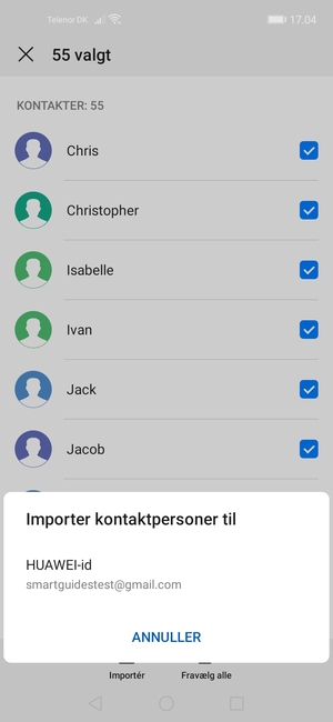 Vælg Huawei-id
