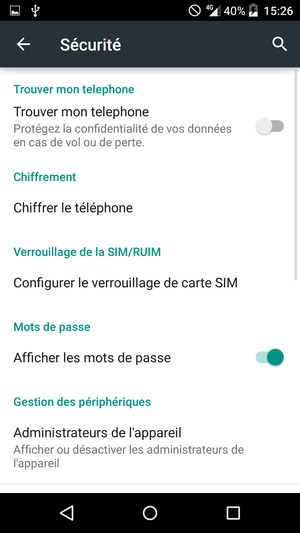 Sélectionnez Configurer le verrouillage de carte SIM