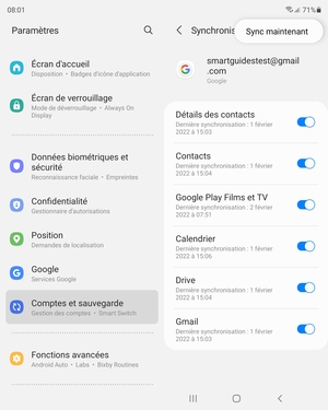 Sélectionnez Sync maintenant