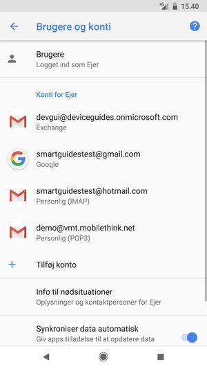 Vælg din Google konto