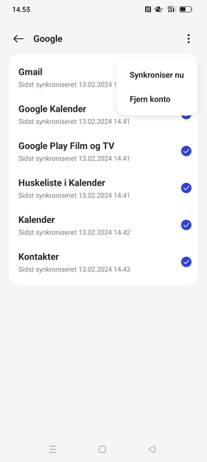 Vælg Synkroniser nu