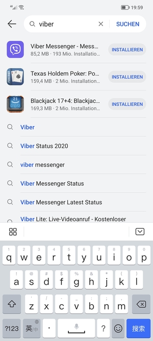 Geben Sie den Namen der App ein und wählen Sie SUCHEN