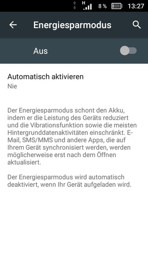 Schalten Sie Energiesparmodus ein