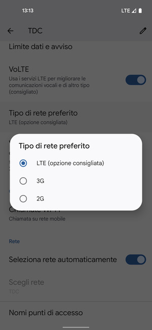 Seleziona la tua opzione preferita