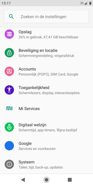 Keer terug naar het Instellingen menu en selecteer Accounts