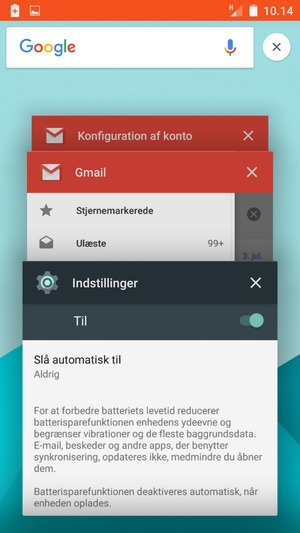 Swipe apps til højre for at lukke dem