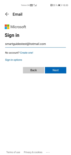 Enter your Hotmail address and select Next