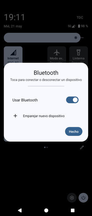 Desactive Usar Bluetooth