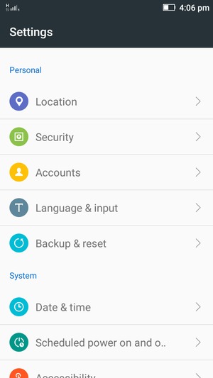 Scroll to and select Accounts