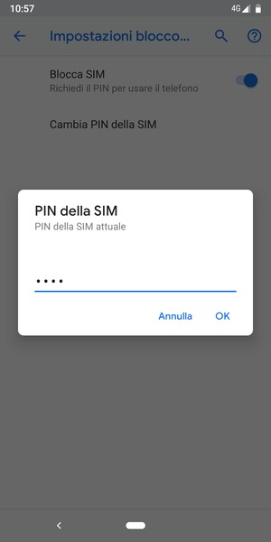 Inserisci PIN della SIM attuale e seleziona OK