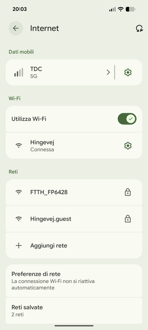 Ora sei connesso alla rete Wi-Fi
