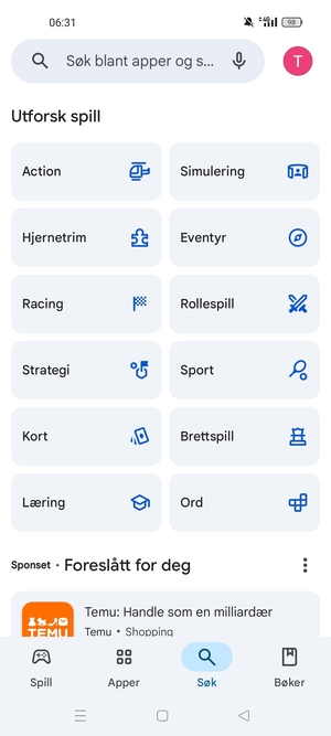 Velg søkefelt