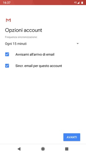 Seleziona AVANTI