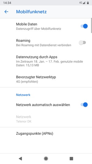Schalten Sie Netzwerk automatisch auswählen aus