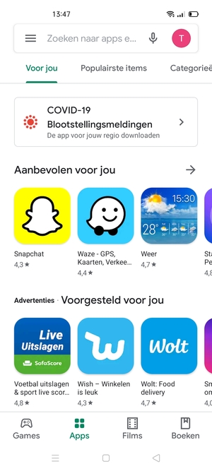 Selecteer de zoekbalk