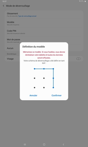 Dessinez de nouveau le schéma de déverrouillage et sélectionnez Confirmer