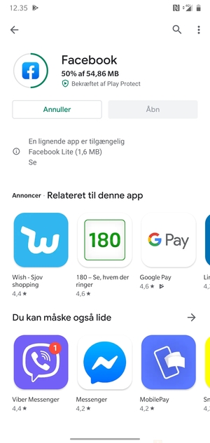 Afvent at installeringen er afsluttet