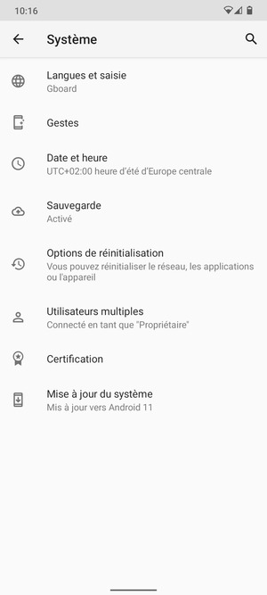 Sélectionnez Mise à jour du système