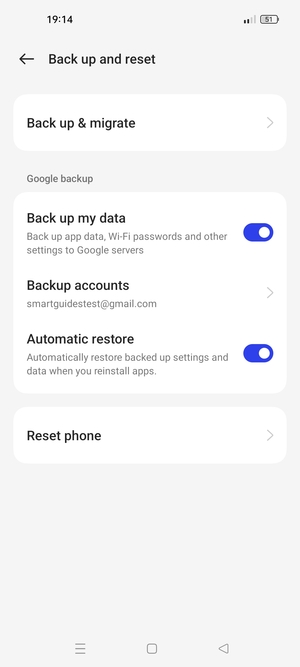 Select Backup accounts