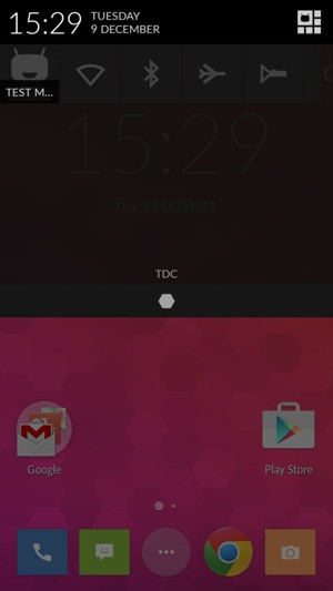 Slide down the top menu