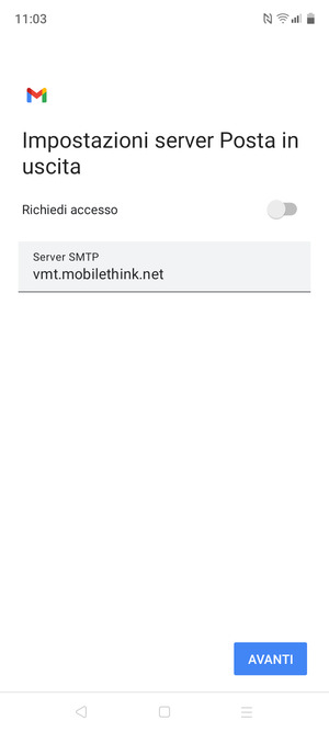Disattiva Richiedi accesso e seleziona AVANTI